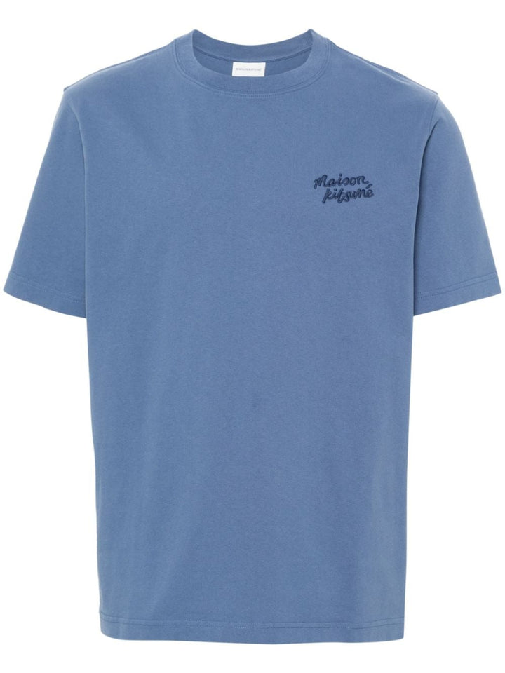 Maison Kitsuné - T-shirt Storm blue en coton à logo Handwriting - Lothaire