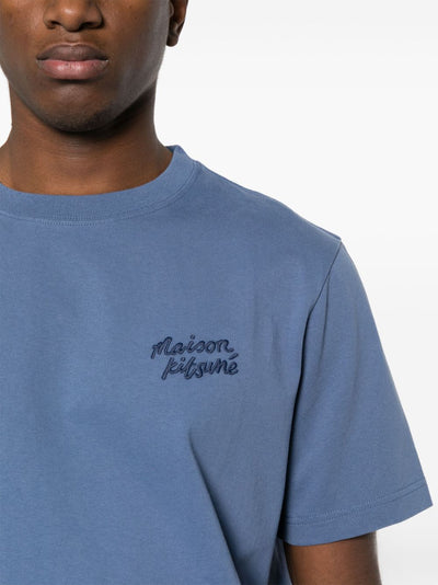 Maison Kitsuné - T-shirt Storm blue en coton à logo Handwriting - Lothaire