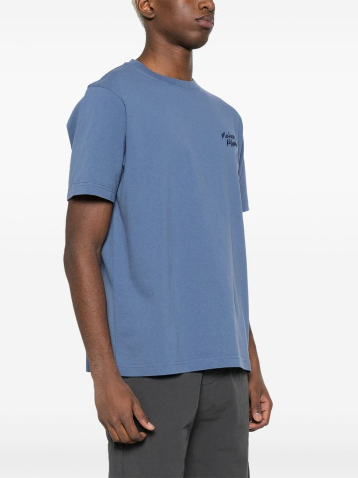 Maison Kitsuné - T-shirt Storm blue en coton à logo Handwriting - Lothaire
