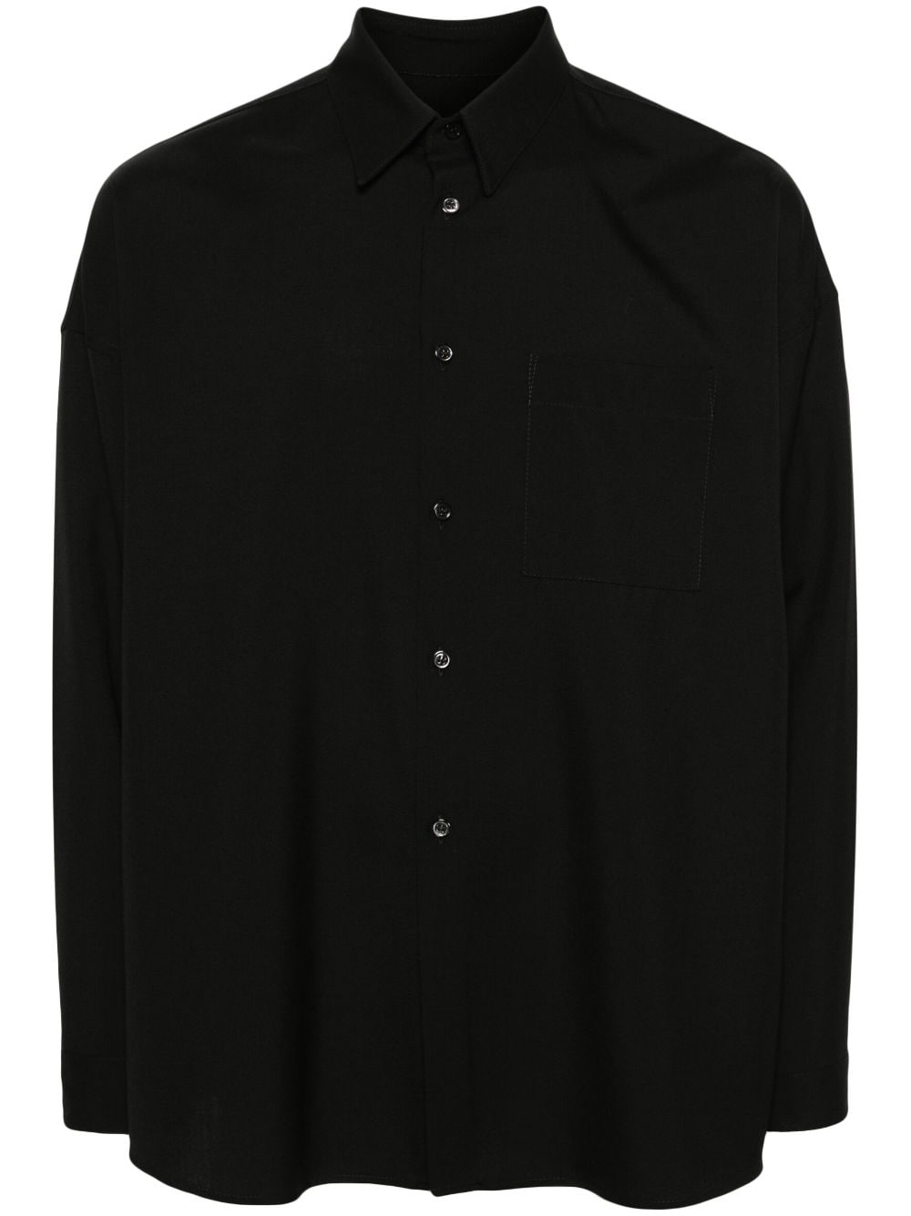 Marni - Chemise en laine vierge noir à patch logo - Lothaire