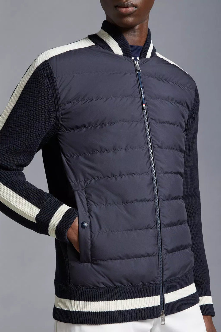 Moncler - Cardigan navy zippé matelassé en coton - Lothaire
