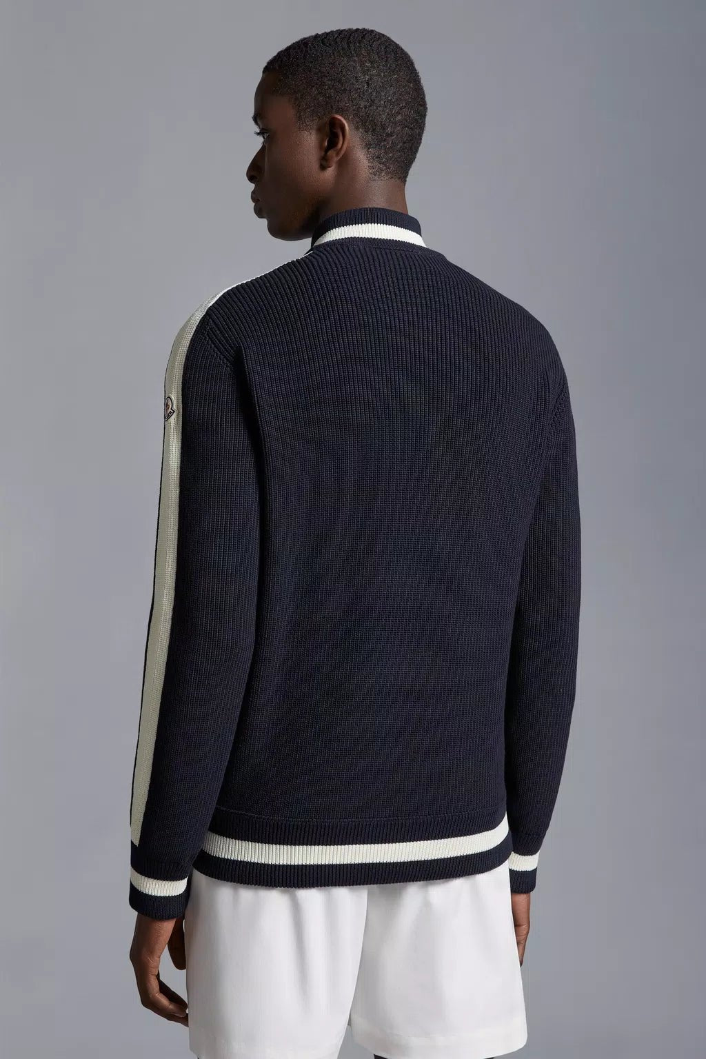 Moncler - Cardigan navy zippé matelassé en coton - Lothaire