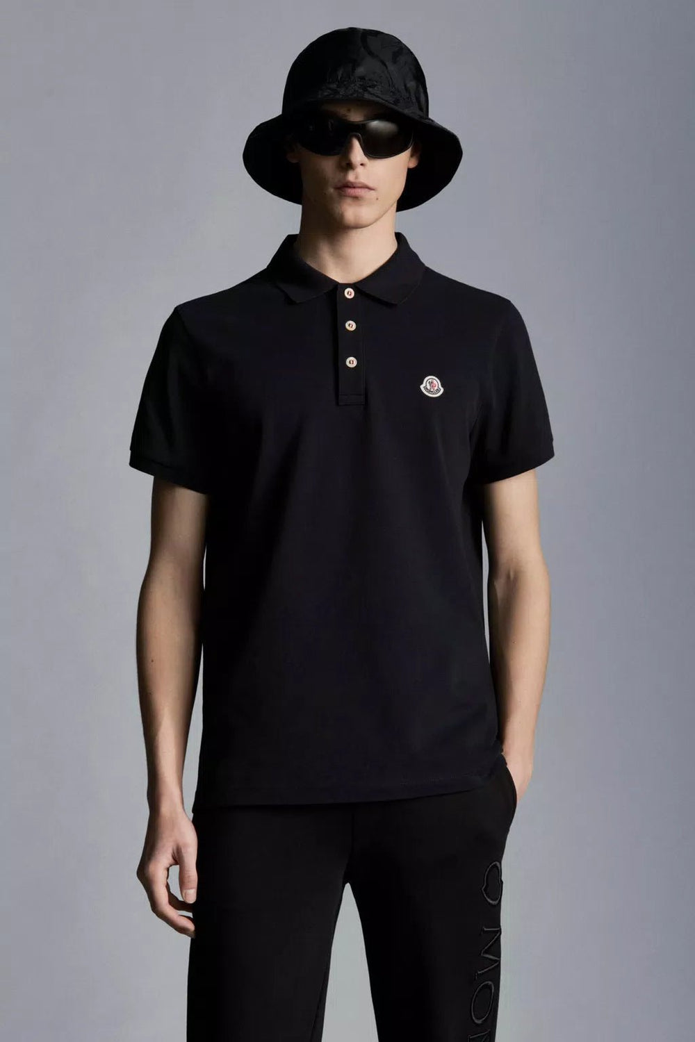 Moncler - Polo black à empiècement logo - Lothaire