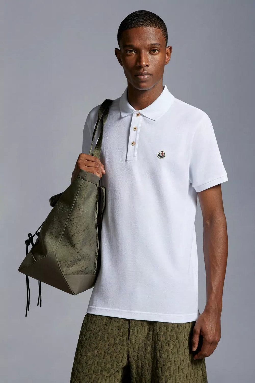 Moncler - Polo white à empiècement à logo - Lothaire