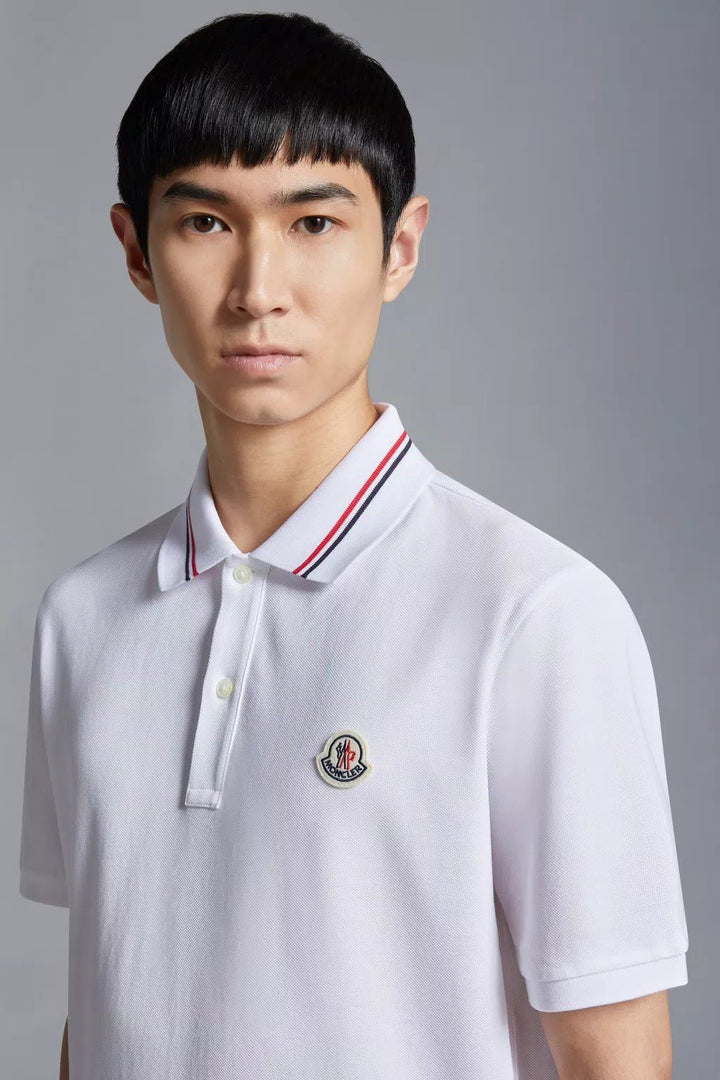 Moncler - Polo white à empiècement logo - Lothaire