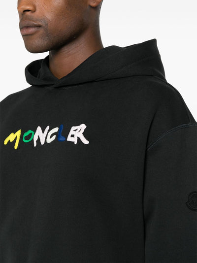 Moncler - Sweat à capuche noir avec logo brodé - Lothaire