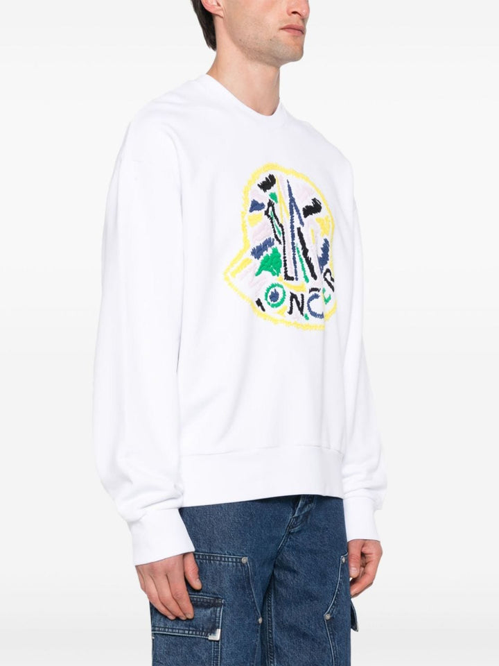 Moncler - Sweat blanc à logo multicolore brodé - Lothaire