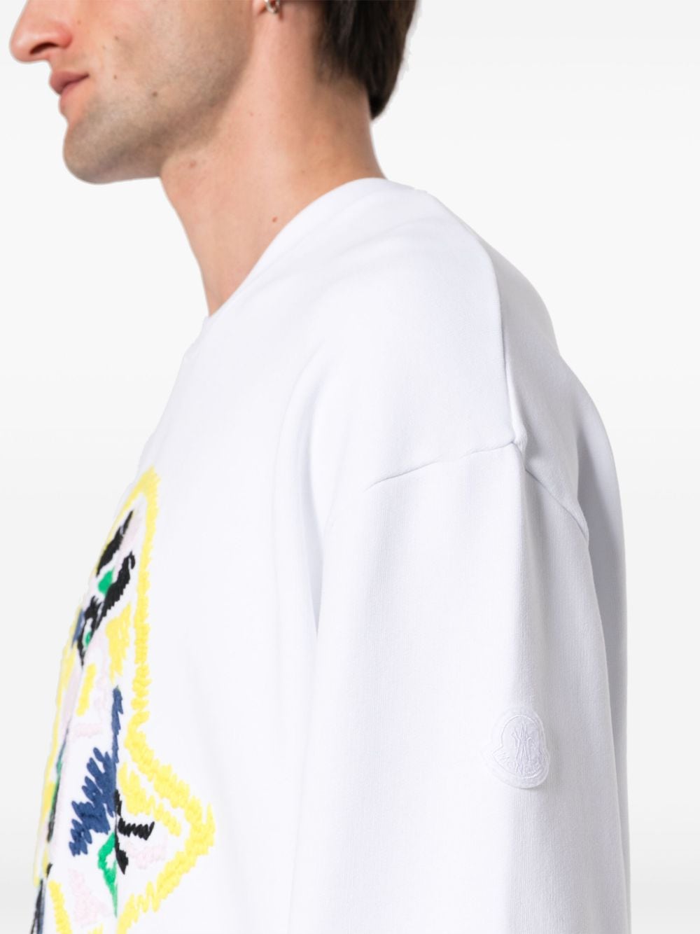 Moncler - Sweat blanc à logo multicolore brodé - Lothaire