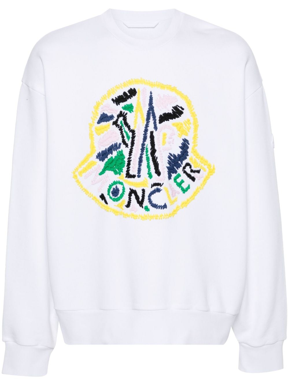 Moncler - Sweat blanc à logo multicolore brodé - Lothaire