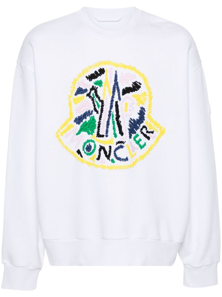 Moncler - Sweat blanc à logo multicolore brodé - Lothaire