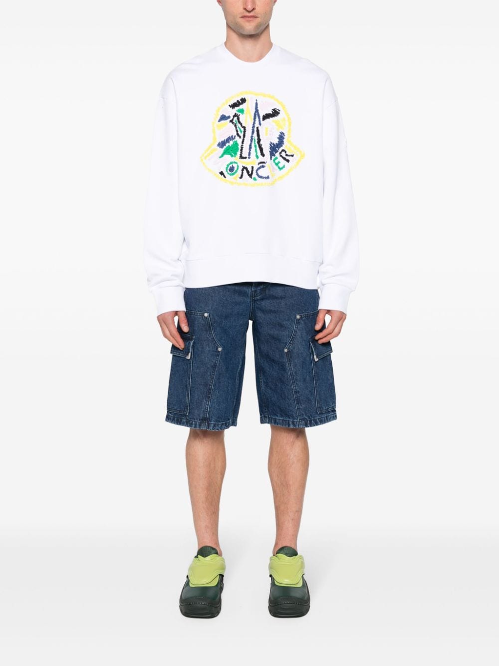 Moncler - Sweat blanc à logo multicolore brodé - Lothaire