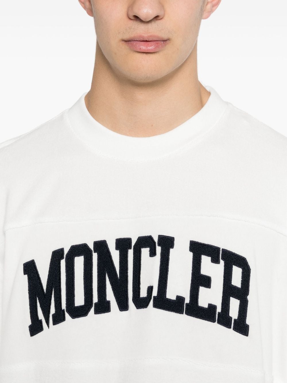 Moncler - Sweat blanc en coton à logo brodé - Lothaire