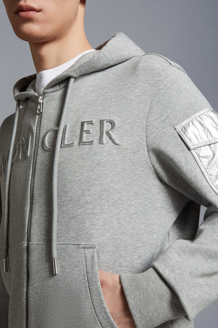 Moncler Sweat Grey à capuche à logo embossé - Lothaire