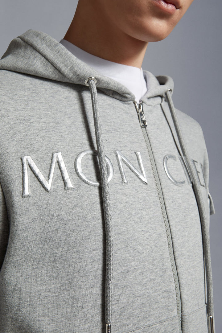Moncler Sweat Grey à capuche à logo embossé - Lothaire