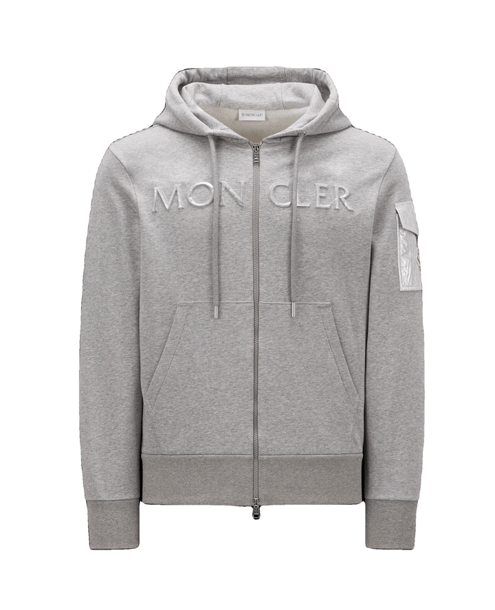 Moncler Sweat Grey à capuche à logo embossé - Lothaire