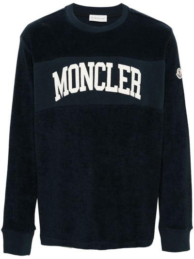 Moncler - Sweat navy en coton à logo brodé - Lothaire