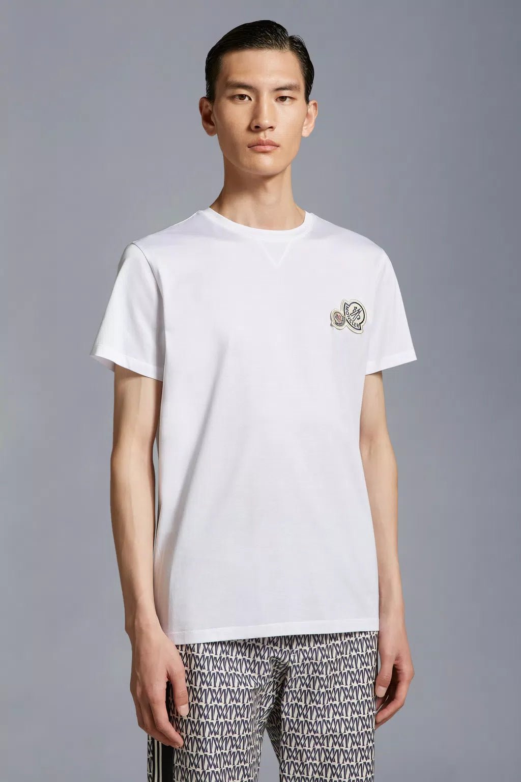 Moncler - T-Shirt blanc à empiècement double logo - Lothaire