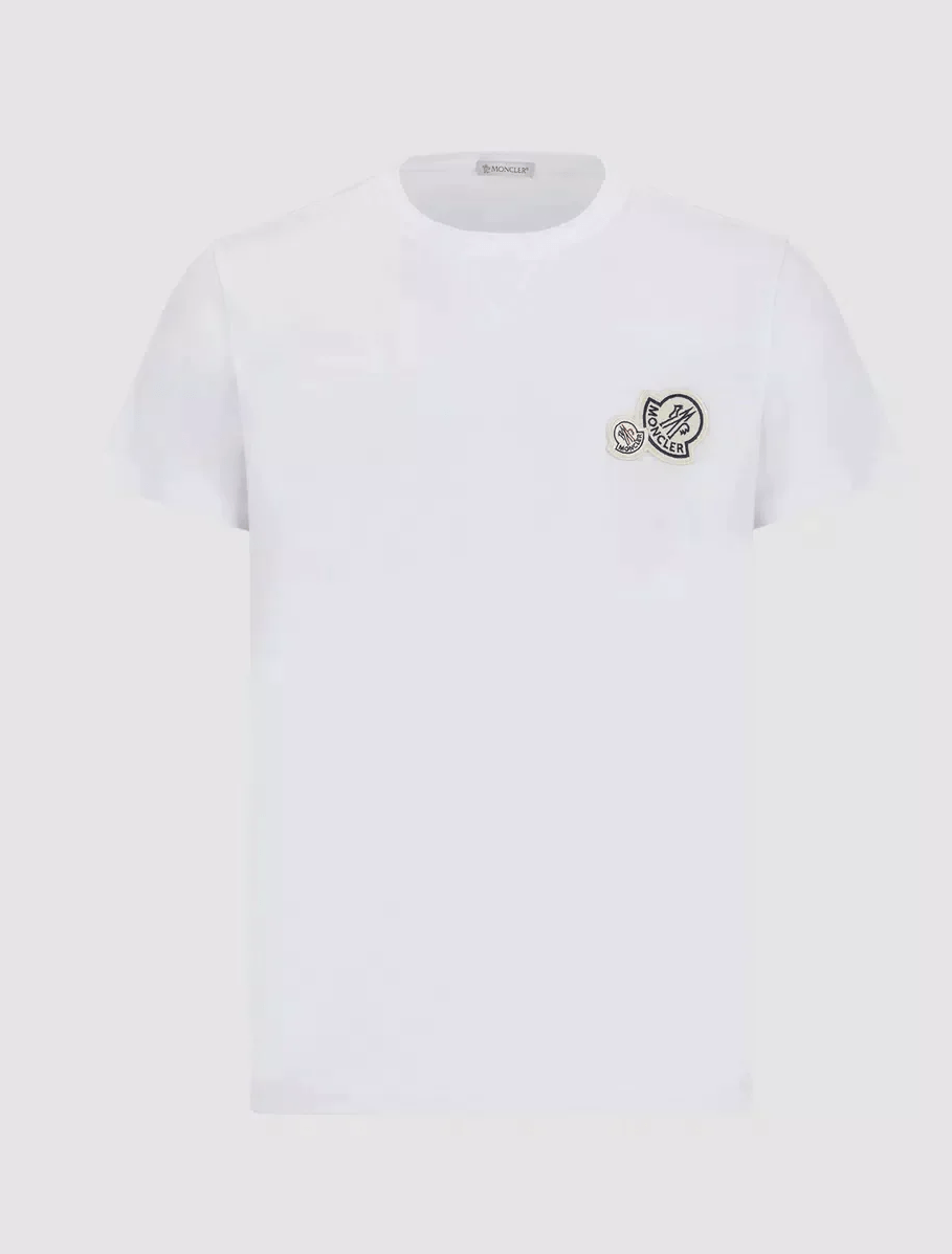 Moncler - T-Shirt blanc à empiècement double logo - Lothaire