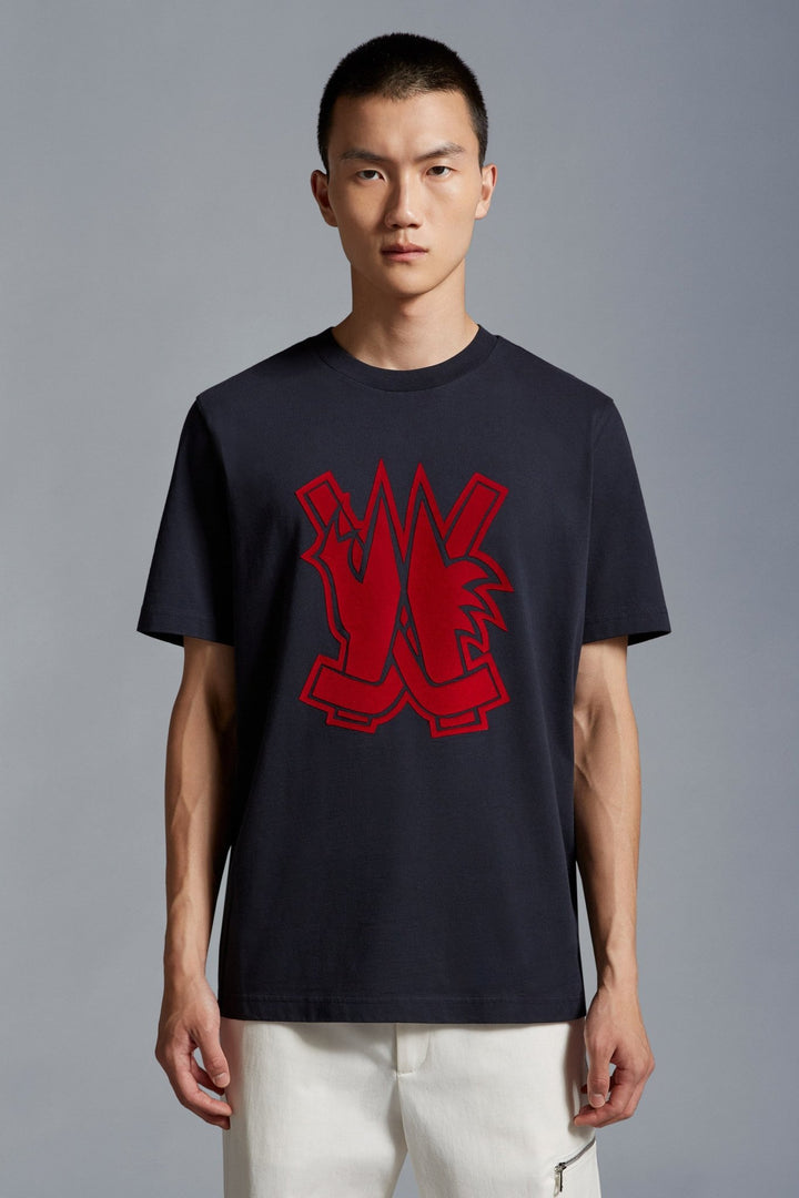 Moncler - T-shirt navy à logo hockey - Lothaire