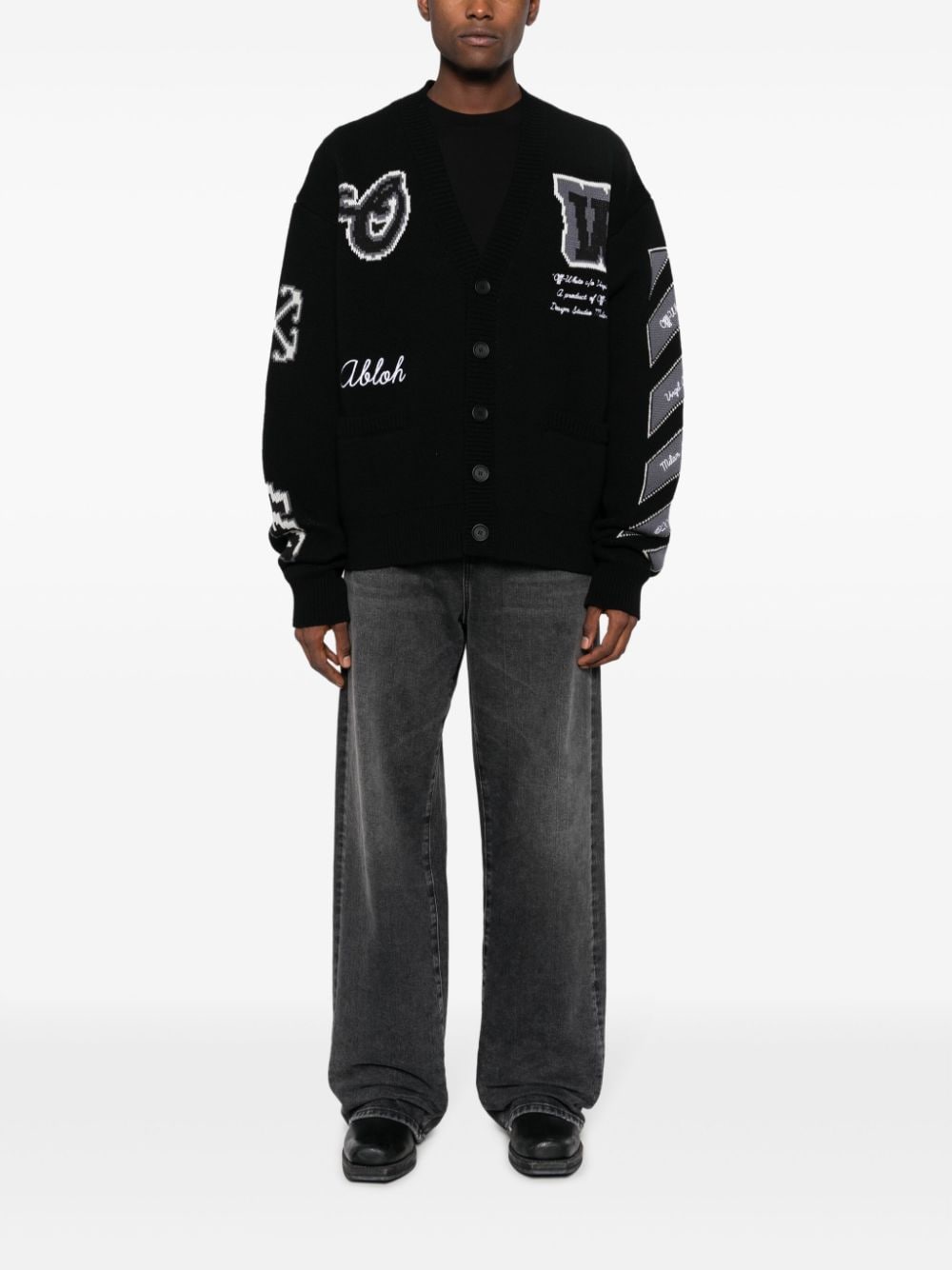 Off-White Cardigan en maille intarsia - Lothaire