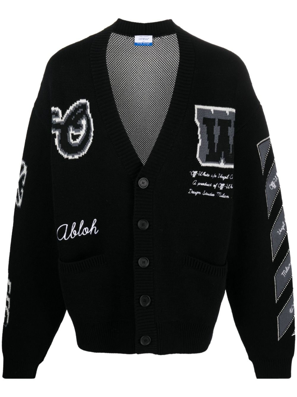 Off-White Cardigan en maille intarsia - Lothaire