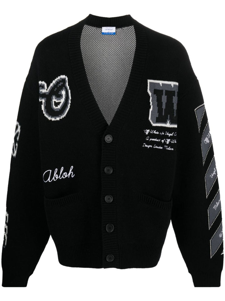 Off-White Cardigan en maille intarsia - Lothaire