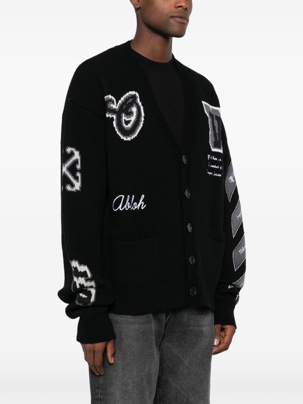 Off-White Cardigan en maille intarsia - Lothaire