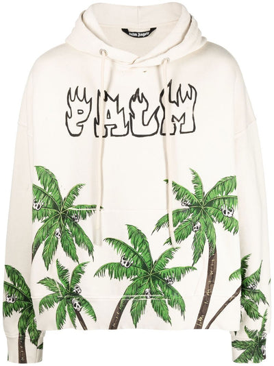 Palm Angels Hoodie blanc Palmier - Lothaire