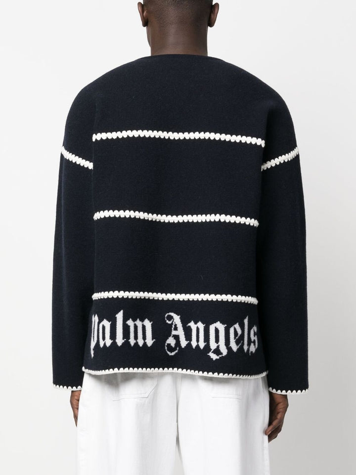 Palm Angels Pull rayé à logo brodé - Lothaire