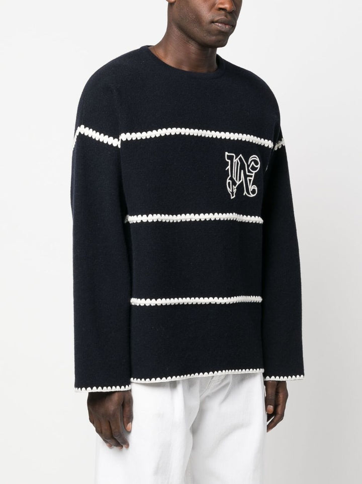 Palm Angels Pull rayé à logo brodé - Lothaire