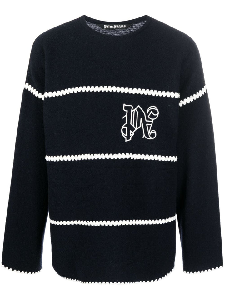 Palm Angels Pull rayé à logo brodé - Lothaire
