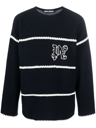 Palm Angels Pull rayé à logo brodé - Lothaire