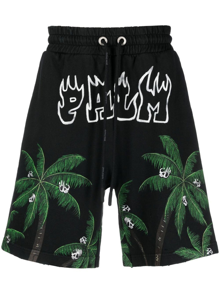 Palm Angels Short de bain Black Palmier - Lothaire