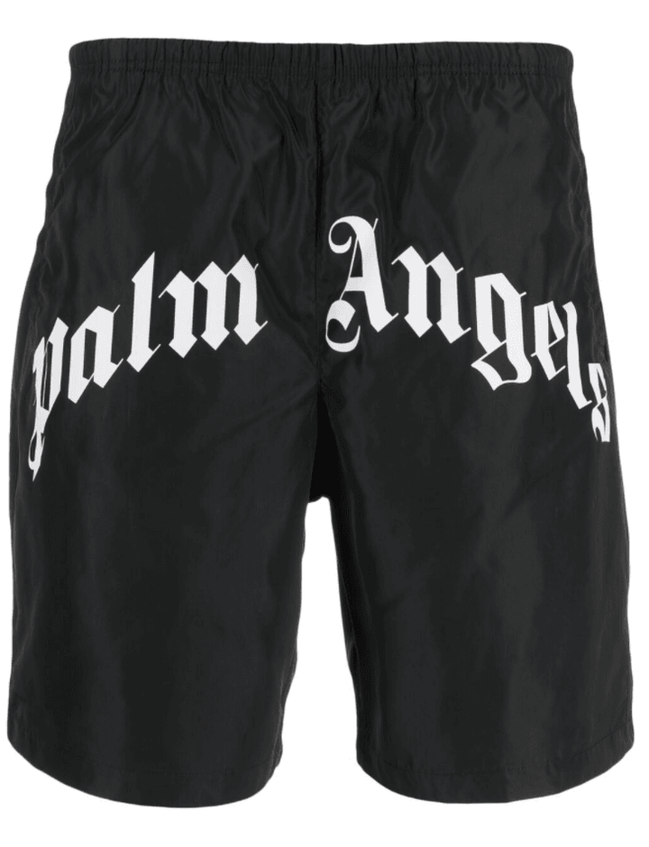 PALM ANGELS Short de bain noir avec logo face blanc - Lothaire boutiques (6631034912933)