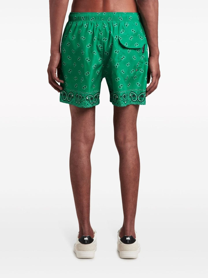 Palm Angels Short de bain vert à imprimé cachemire - Lothaire