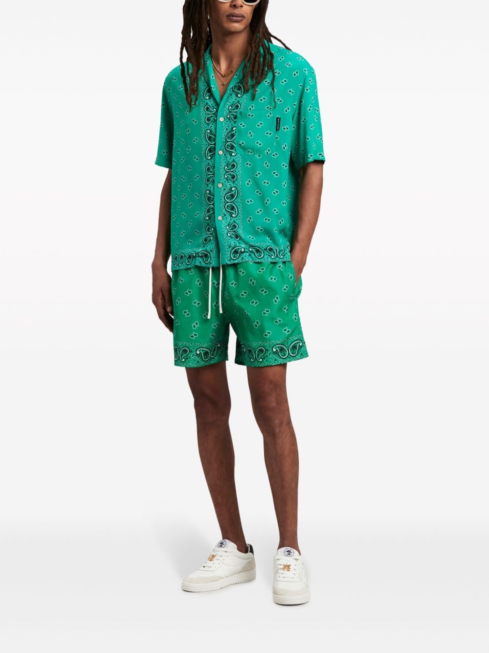 Palm Angels Short de bain vert à imprimé cachemire - Lothaire