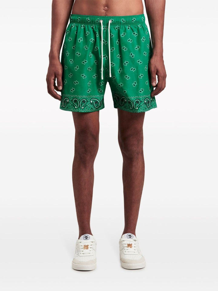 Palm Angels Short de bain vert à imprimé cachemire - Lothaire