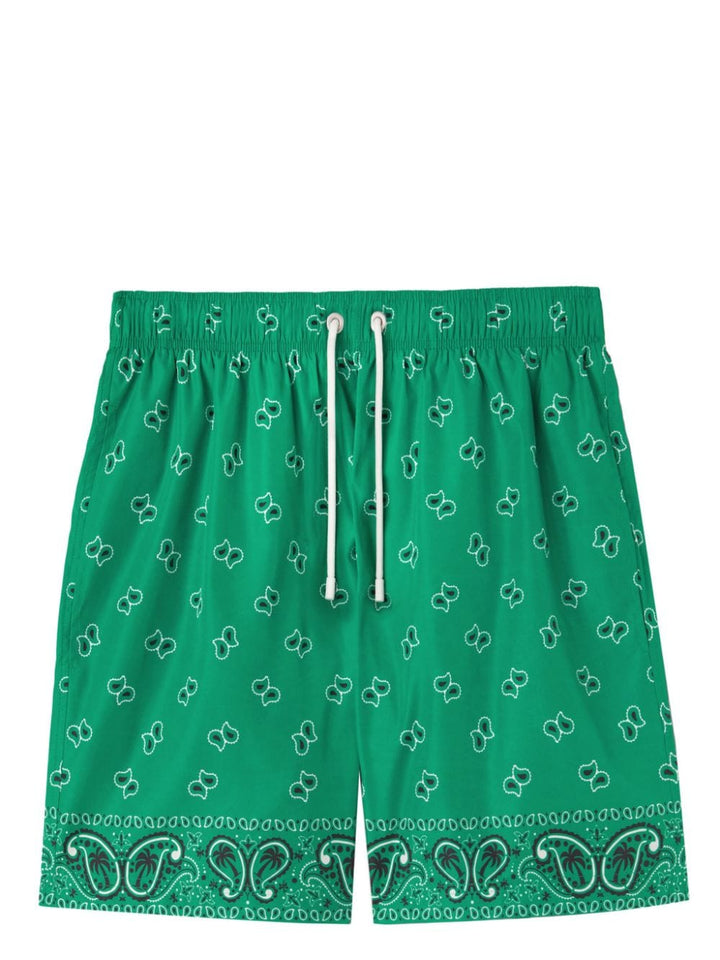 Palm Angels Short de bain vert à imprimé cachemire - Lothaire