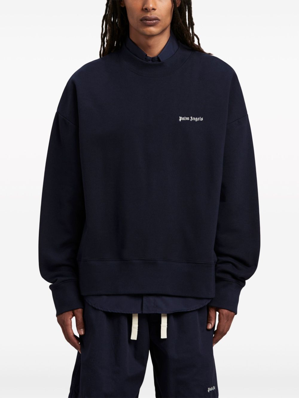 Palm Angels Sweat navy en coton à logo imprimé - Lothaire