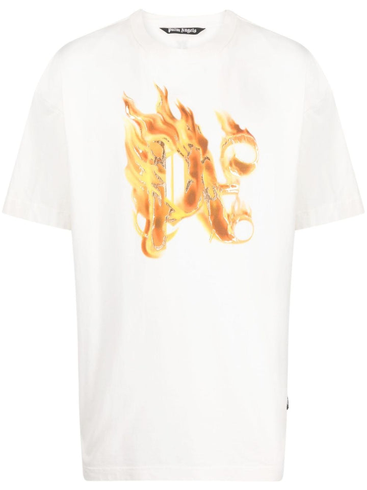Palm Angels T-Shirt blanc Burning PA - Lothaire