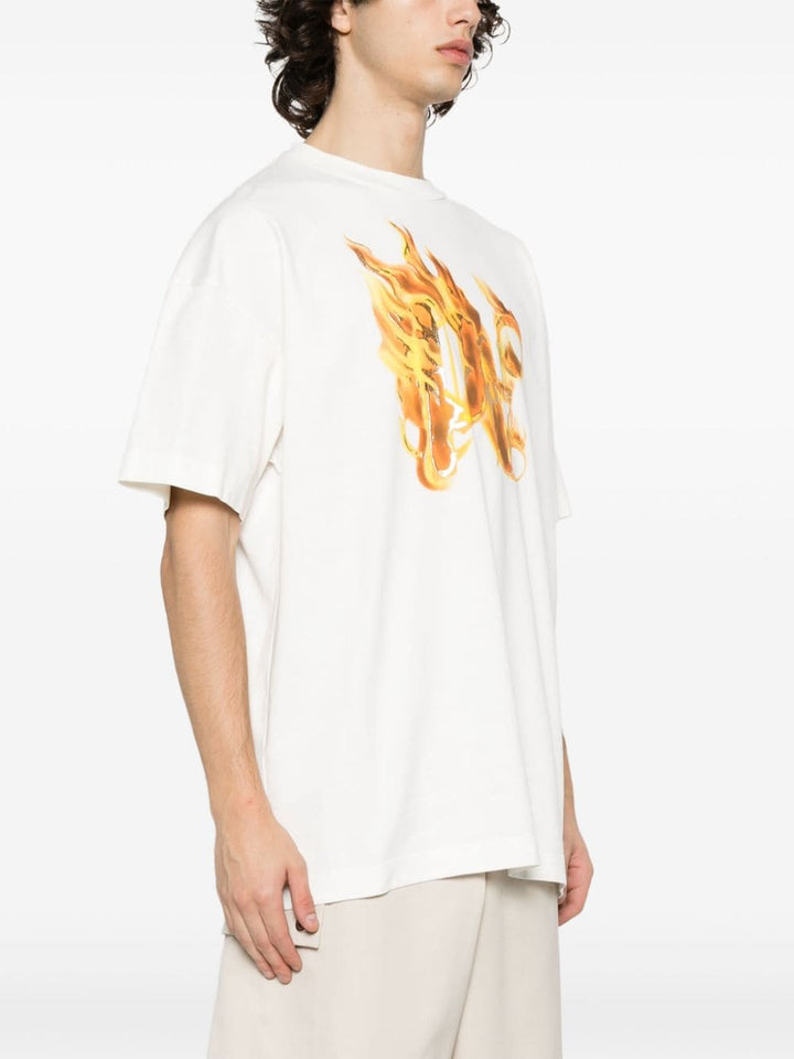 Palm Angels T-Shirt blanc Burning PA - Lothaire
