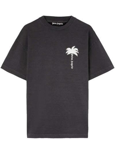 Palm Angels T-shirt gris en coton à imprimé graphique - Lothaire