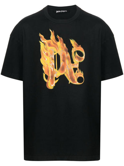 Palm Angels T-Shirt noir Burning PA - Lothaire