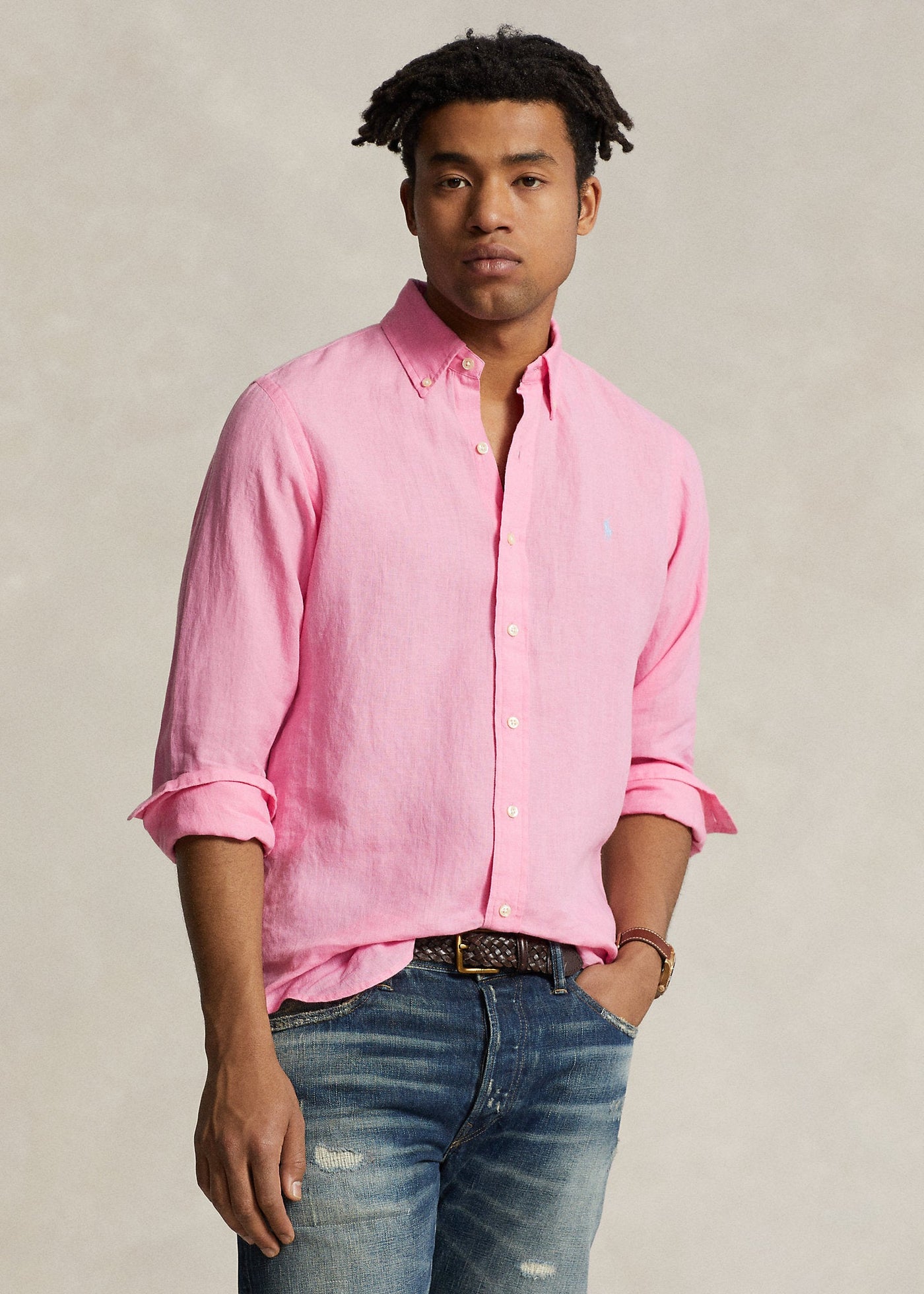 Polo Ralph Lauren - Chemise en lin coupe ajustée Florida Pink - Lothaire
