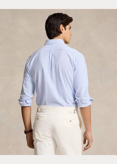 Polo Ralph Lauren - Chemise Oxford bleu en coton piqué rayé - Lothaire