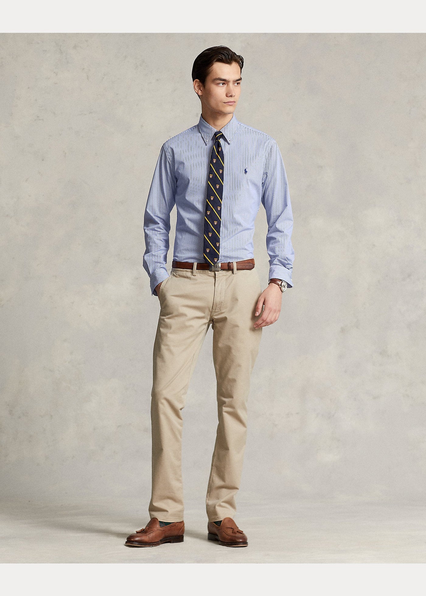 Polo Ralph Lauren Chemise rayée Bleu ajustée popeline stretch - Lothaire