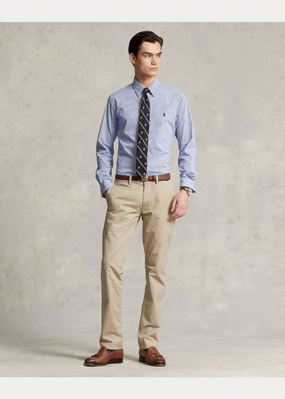 Polo Ralph Lauren Chemise rayée Bleu ajustée popeline stretch - Lothaire