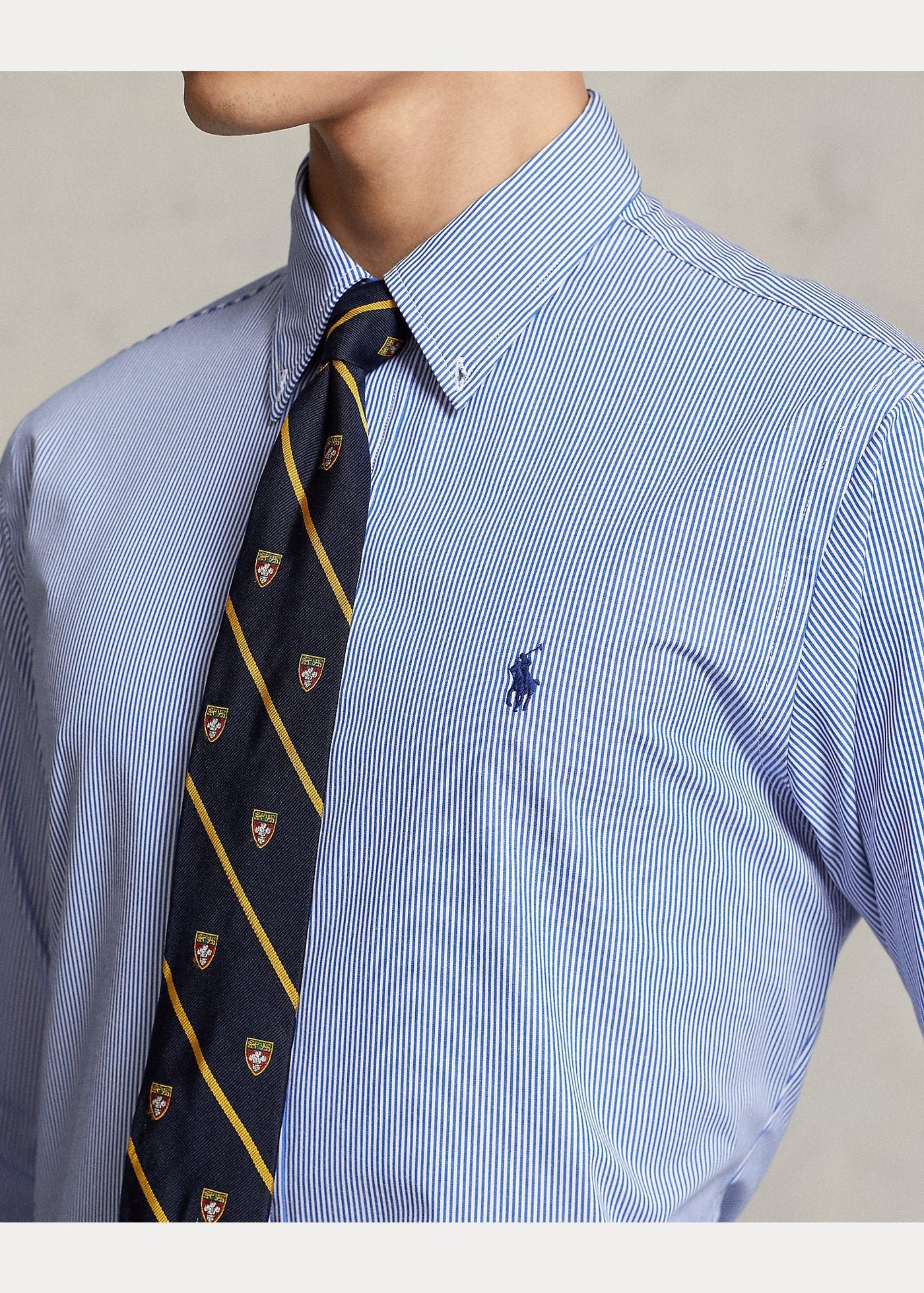 Polo Ralph Lauren Chemise rayée Bleu ajustée popeline stretch - Lothaire