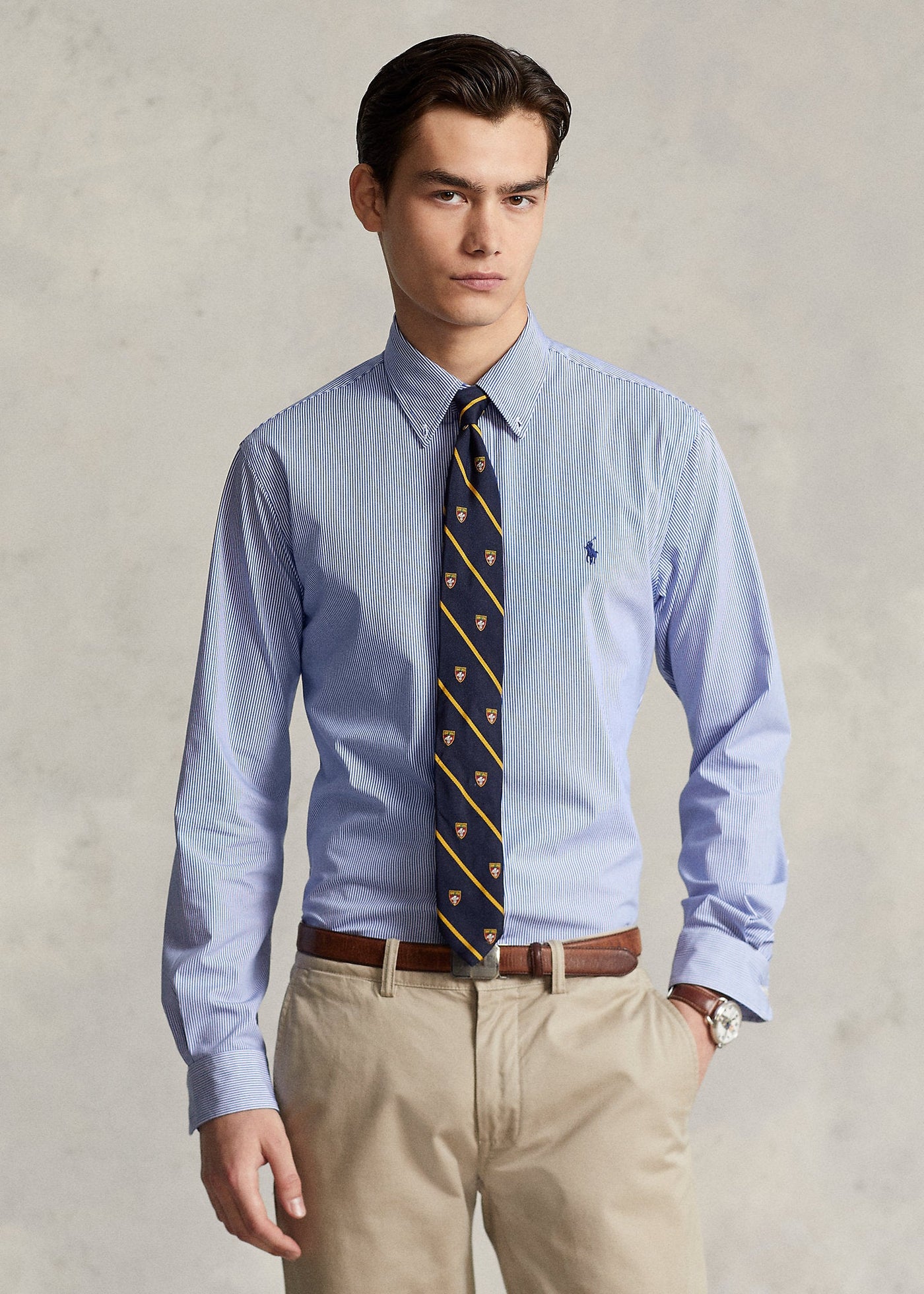 Polo Ralph Lauren Chemise rayée Bleu ajustée popeline stretch - Lothaire
