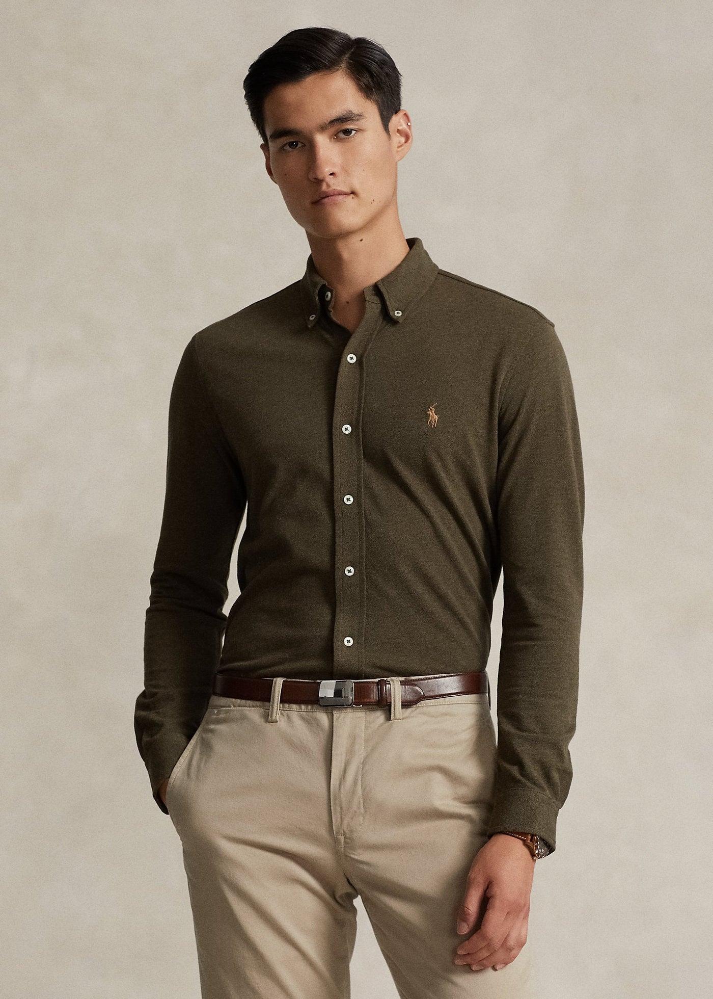 Polo Ralph Lauren - Chemise ultra légère en coton piqué Olive - Lothaire